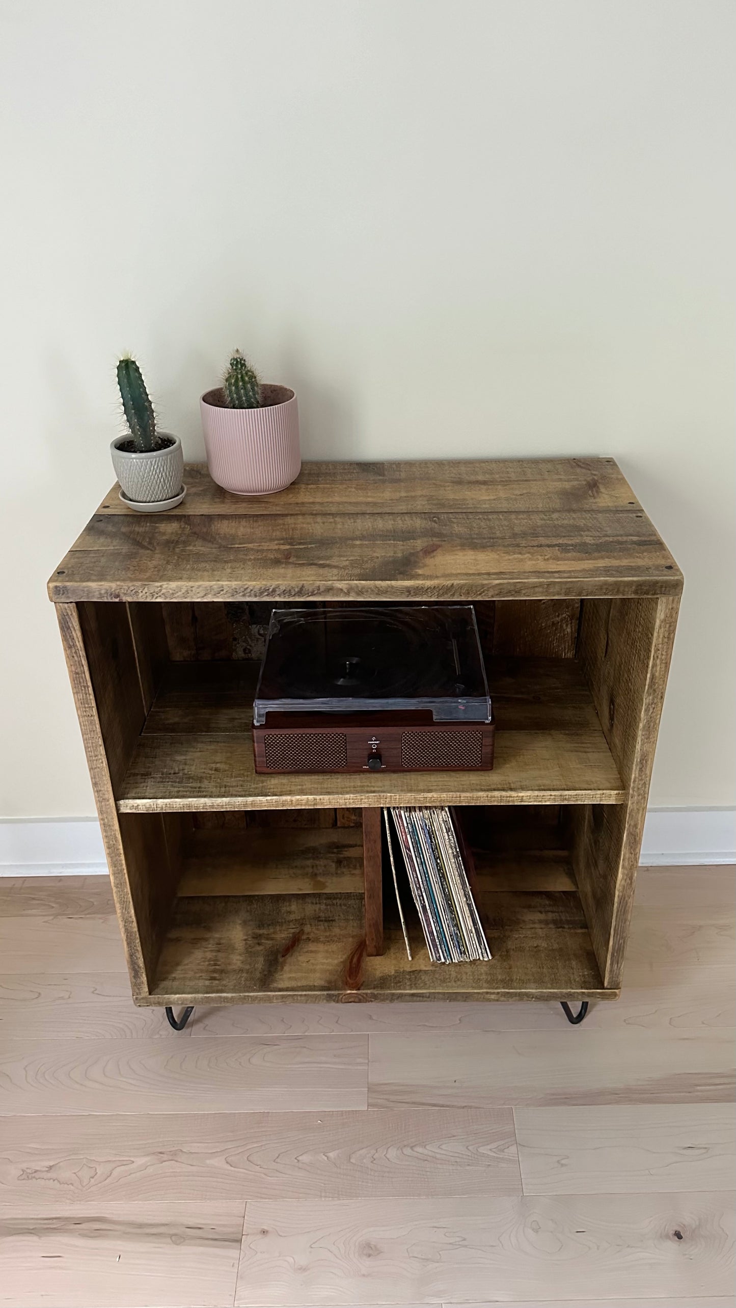 2 1/2’ L Rustic Wood Record / Media Table