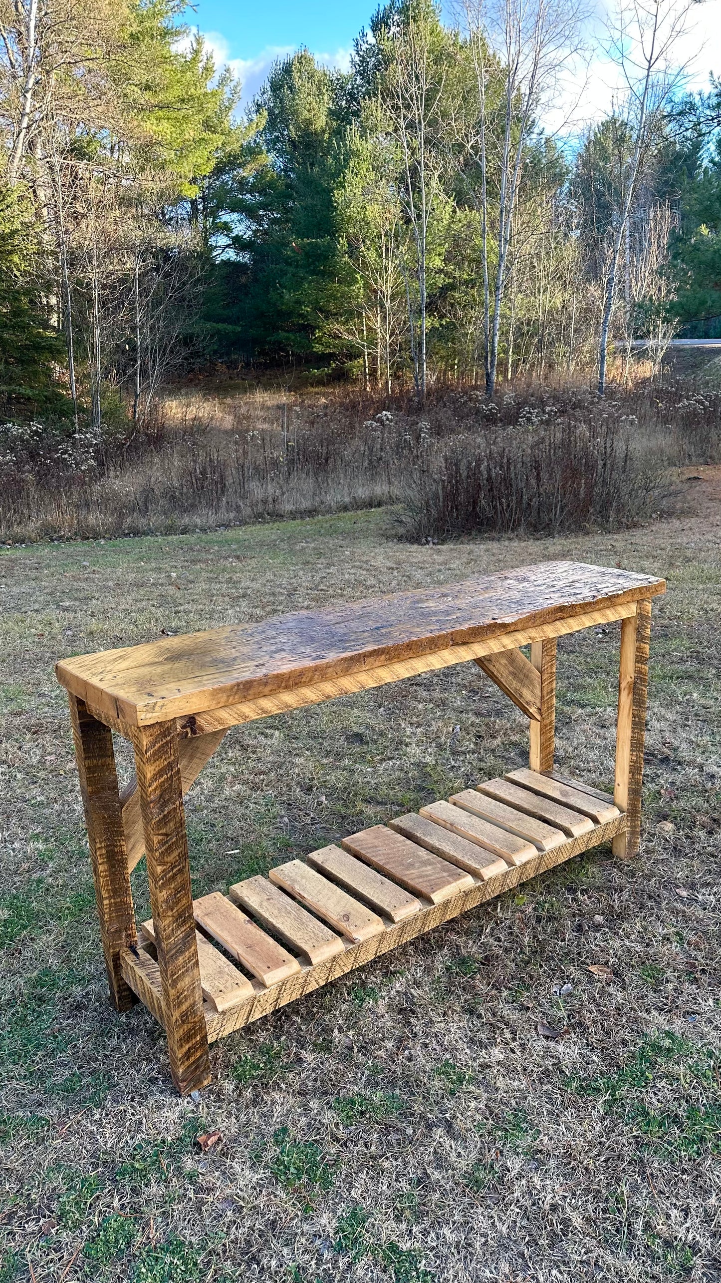 5 1/2’ L Rustic Reclaimed Wood Console / Bar Table