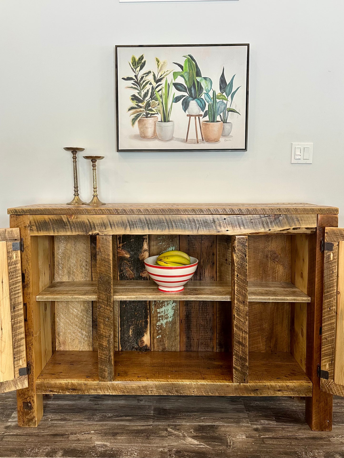 5’ L Rustic Wood Bar Cabinet