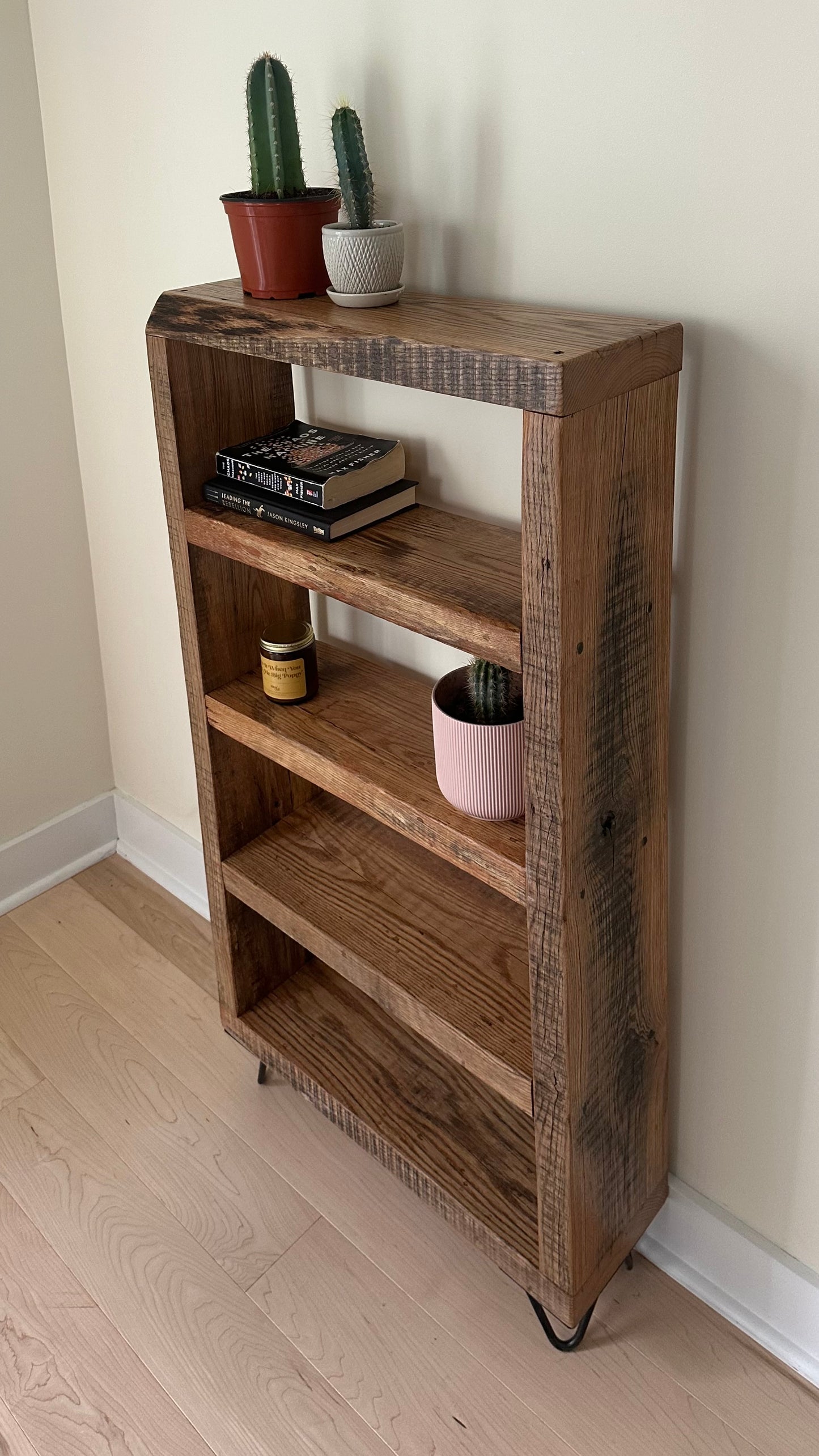 4’ H Rustic Reclaimed Oak Bookcase