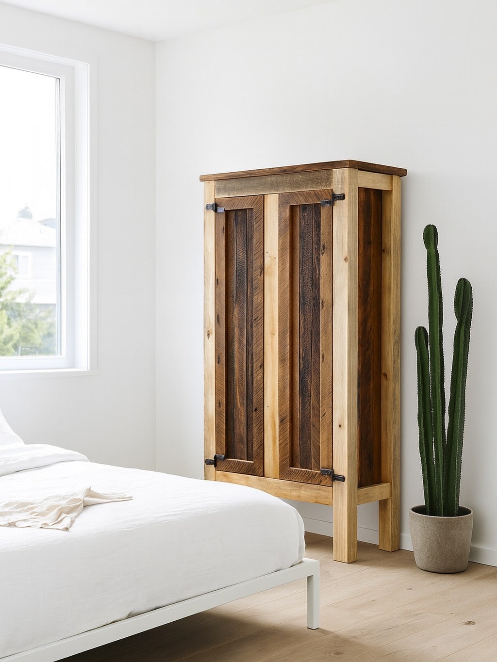 5’ H Rustic Reclaimed Wood Cabinet / Pantry
